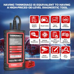 THINKCAR ThinkDiag 2 All System Full Software OBD2 Diagnostic Tool CANFD Protocol 15 Reset Active Test ECU Coding Scanner