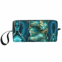 fi Marble Teal Agate Pattern Travel Toiletry Bag Women Marble Texture Cosmetic Makeup Bag Beauty Storage Dopp Kit z9P2#