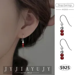 Dangle Earrings JYJIAYUJY Sterling Silver S925 Drop Hook 3mm Natural Red Garnet Fashion Trendy Hypoallergenic Jewellery Gift AYE838