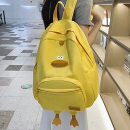 Cartoon Duck Backpack Designer Cute Travel Bag Female College Student Versatile Korean Edition Girls School 240323
