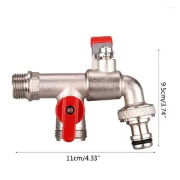 Bathroom Sink Faucets 90 Degree Double Valve Water Tap Durable Brass Manual Adjust Faucet For Home Outdoor Garden Tools