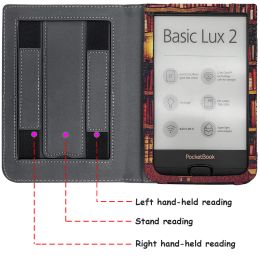 Stand Case for Pocketbook Color/Tonch HD 3/Touch Lux 5/4/Basic Lux 2/3 PB 606/616/617/627/628/632/633 Double Hand Strap Cover