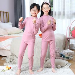 3-14 Years Kids Clothing Sets Autumn Winter Thermal Underwear Suit Girls Boys Pajama Sets Teens Clothes No Trace Warm Sleepwear