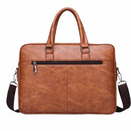 men Genuine Leather Briefcase Bag Classical Retro Luxury Brand Busin Handbag Male Crossbody Shoulder Bag Laptop Computer Case c4hl#