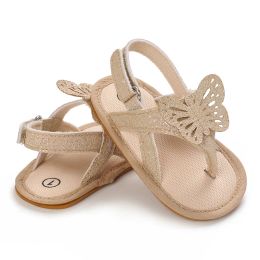 Babyschuhe Mädchen süße glänzende PU Bow Sommer Sandalen weiche alleinige Anti -Slip -Wanderschuhe