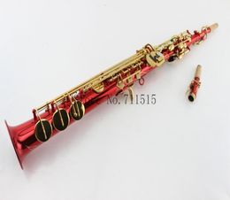 SUZUKI Red Copper Plated Soprano Straight Saxophone Gold Plated Key Bb Saxophone Soprano Sax Music Instrument With Case9124126