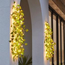 Artificial Leaf Flower Solar Fairy Led Lights Garland Christmas Decorations for Home Holiday Tree Garden Lights Wedding Decor