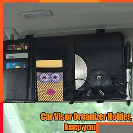 Interior Car Paint Maintenance New Pen Card Holder Cd Dvd Storage Box Sunglasses Clip Stowing Sun Visor Organiser Car-Styling Drop Del Otcke