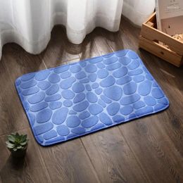 Bath Mats Memory Foam Embossed Velvet Carpet Bathroom Living Room Non-Slip Mat Cobblestone Floor Home Furnishings