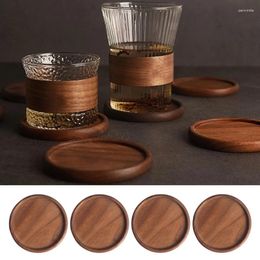 Table Mats Wooden For Drink Cup Set Of 4 Modern Decorations Home Coffee Protective Round Pad