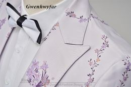 G&N 2023 New Series Men Suits Blazer Beautiful Lilac Purple Floral Pattern Tuxedos 3 Pieces Formal Party Costume Homme Slim Fit