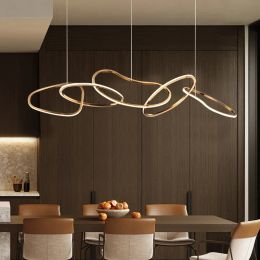 Modern Rose Gold LED Chandeliers Ligthing Lustre Home Decor Circle Rings Chandelier Hanging Lights Fixtures