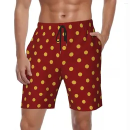 Men's Shorts Summer Gym Men Gold Dot Sports Fitness Vintage Polka Dots Graphic Beach Short Pants Comfortable Trunks Plus Size