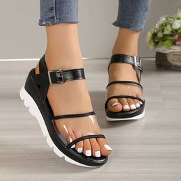 Sandals Clear Pvc Wedges for Women Summer Thick Bottom Anti Slip Rome Sandalias jer Light Ankle Strap Chunky Platform H240328MNAC