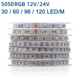 DC 12V 24V Flexible RGB LED Strip Light 5050 SMD 30/60/96/120LEDs/M IP20 IP65 Waterproof 8mm 10mm PCB LED Tape ED Strips Light