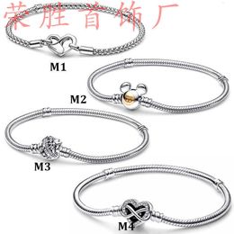 Pure Panjia S925 Sier Di s Ni Decorative Nail Bracelet Wonderful Fairy Chain Buckle Diy Accories Snake Bone Chain Bracelet