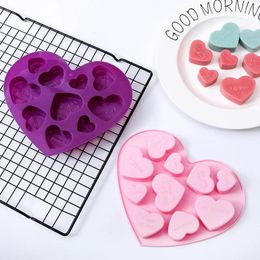 Baking Moulds Valentine's Day Mold Silicone Heart Chocolate Cookie Candle Tool Powder Purple