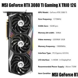 Placas gráficas originais msi geforce rtx 3070 ti gaming x trio 8g desktop 1830mhz gddr6x rtx3060 3070ti 3080ti placa de vídeo9578566 drop d otorh