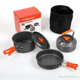 Cookware Sets Camping Kit Set Water Kettle Pan Pot Travelling Hiking Picnic BBQ Tableware Equipment Outdoor Aluminium Cooking