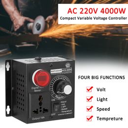 EU Plug AC 220V 4000W SCR Electronic Voltage Regulator Temperature Motor FAN Speed Controller Dimmer Electric tool Adjustable