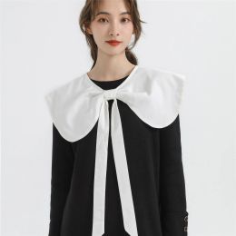 Lapel Bowknots False Collar for Women Blouse Half Shirt Detachable Collar Big Lapel Shoulder Wraps Cape Girls Fake Collar
