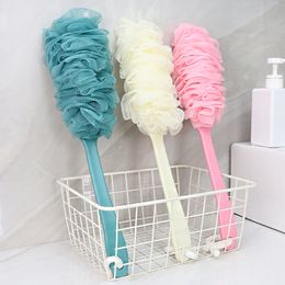 Bath Brush Long Handle Non-slip Shower Sponge Ball Mesh Back Scrubber Foaming Scrub Tool Bathroom Shower Brush Glove Bath Towel