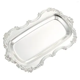 Decorative Figurines Square European Lace Plate Vintage Decor Serving Dish Iron Multi-Functional Cake