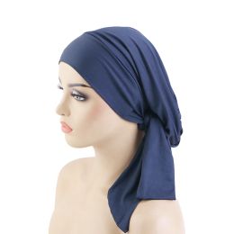 New Muslim Women Stretch Turban Hijab Underscarf Caps Cancer Chemo Beanies Caps Hat Head Scarves Pre-Tied Scarf Sleep Hair Cover