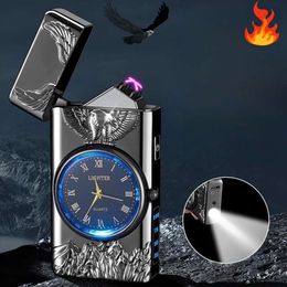 New Pulse Plasma USB Charging Lighting Portable Windproof Metal Double Arc Lighter Outdoor Camping Personalized Men's High Gifts