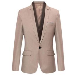 Mens Clothing Pure Colour Coat Jacket Temperament Autumn And Winter Suit Jackets Casual Formal Blazer Top Male Slim M3XL 240318