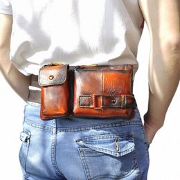 fi Original Leather Male Crossbody Sling Bag Design Casual Travel Cigarette Case Travel Fanny Waist Belt Bag Men 8135-or 23V7#