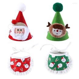 Dog Apparel Christmas Hat Bib Scarf Kitten Santa Pet Cat Cosplay Costume Accessories