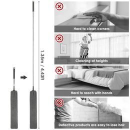 Gap Dust Cleaner Retractable Microfiber Gap Dust Brush Flexible Long Flat Gap Duster for Sofa Bed Furniture Bottom Cleaning