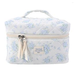 Cosmetic Bags Women Makeup Storage Bag Large Capacity Quilted Holder Aesthetic Portable Pouch Soft Floral Toiletry