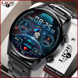 LIGE NFC Smartwatch Men AMOLED 390*390 HD Screen Always display the time Bluetooth Call IP68 Waterproof Smart Watch For Xiaomi