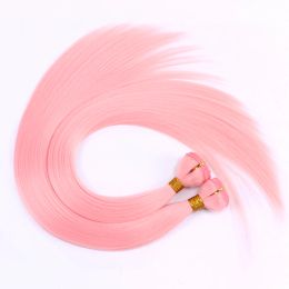 Weave Weave 22 Inch Cosplay Synthetic Hair High Temperature Tissage Fibre Pink Yellow Red Straight Hair Bundles for Black Women