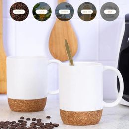 Mugs Matte Black Water Mug 350ml Coffee With Grip Handle Cork Bottom Detachable Dustproof Lid Heat-resistant Ceramic