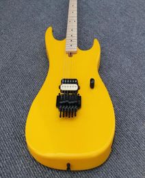 Custom Kram Edward Van Halen 5150 Yellow Electric Guitar Floyd Rose Tremolo Bridge Single Pickup Maple Neck Fretboard Black H7949197