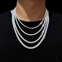 Hip Hop Jewellery Iced Out Tennis Chain Bling CZ Men Diamond Cubic Zirconia Choker Necklace Women 240321