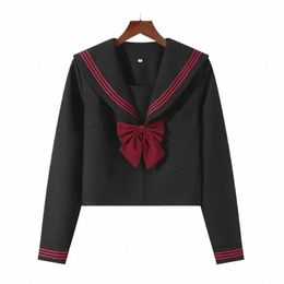 top Orthodox Style BLACK Uniform Girl Skirts College Korean Japanese Sailor Suit School Cosplay Class Anime Student S23b#