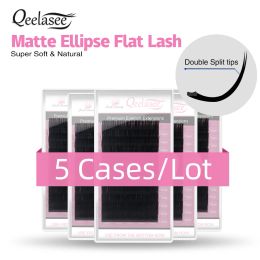 Eyelashes 5 tray/lot Qeelasee flat ellipse False Eyelash Extension natural soft Splittips lash extension ellipse individual Faux Mink