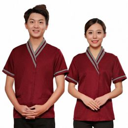 wholesale Supply Spot Cleaning Service Uniform Short Sleeve Summer Cool Breathable Hotel Guest Room Waiter Workwear plus S 695R#