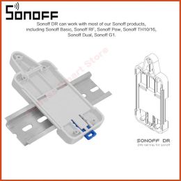 SONOFF For Basic/RF/ Pow/ TH 10/16/ Dual Wifi Smart Switch DR DIN Tray Rail Case Holder Mounted Adjustable Box Cover Home Alexa