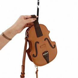 creative Violin Female Crossbody Bag Violin Shape PU Leather Small Backpacks for Women Sewing Thread Ladies Fi Shoulder Bag i8ZJ#