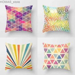 Pillow 45x45cm Colourful Geometric Pattern Polyester Throw Cover Living Room Sofa Office Seat Cushion Home Decoration Y240401