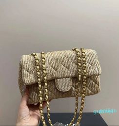 beach Designer bags Women shoulder Bag 25cm Straw Gold Hardware Handbag Chain Crossbody Hobo Bag Classic