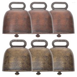 Party Supplies 6 Pcs Metal Cowbell Cattle Bells Vintage Collar Large Bulk Copper Ornament Simple Designs