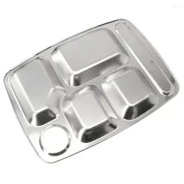 Plates Stainless Steel Trays Divided Dinner Plate Lunch Container Tray School Pupil Dishes Fast Dinnerware Wholesale