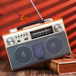 Speakers Wooden Retro Bluetooth Speaker Rechargeable Portable Radio 3 Band AM FM SW with BT USB TF AUX Extension Antenna Bluetooth Speake