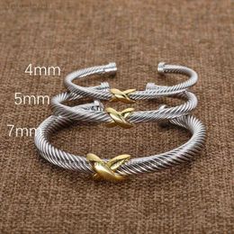 Designer Fashion Jewellery Twisted X Bracelet Gold Charm Sliver 925 Sterling Silver Bracelets Braided Cross Bangle Diamond Zircon Luxury Birthday Gift for WomenZE8Y